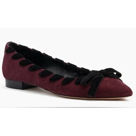 kate spade Shoes - Kate Spade Suede Kalani Flats Pointy Toe Cherry Red Lace Detail New sz 8 SS248